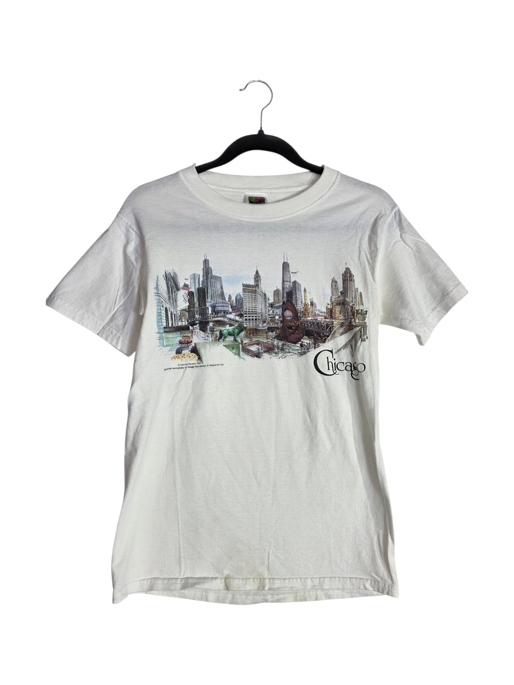 Vintage fruit of the Loom White Chicago Skyline Graphic Tee